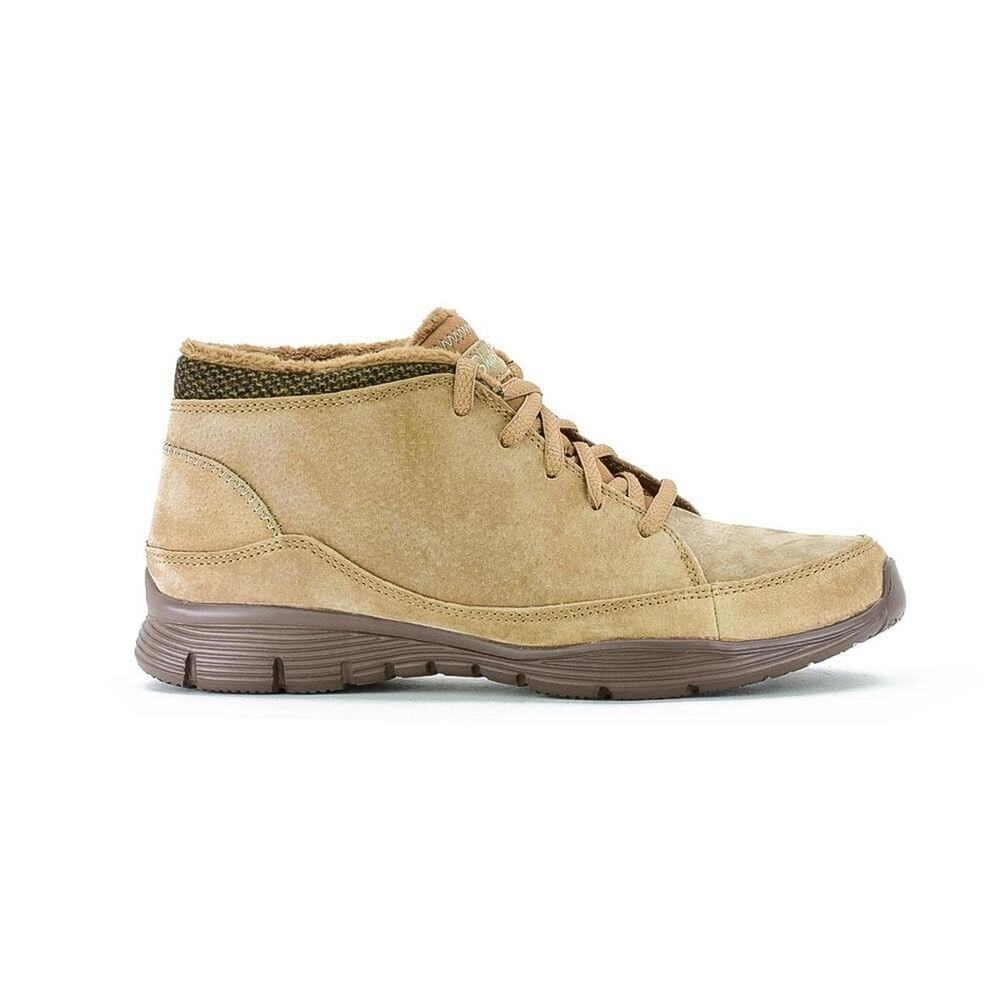SKECHERS Seager “Home Team”‎ Tan Suede leather Faux Fur Ankle Boots –
Blokecore